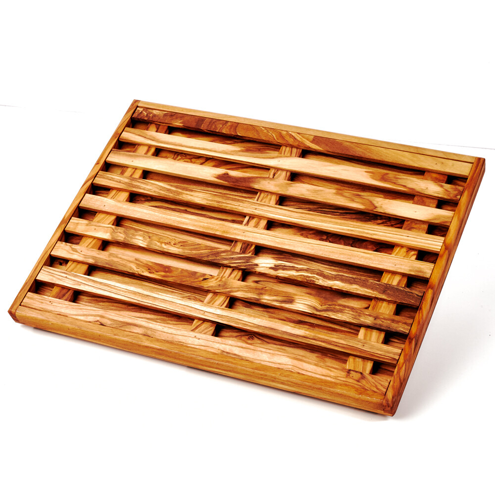 Flaches Tabla para Cortar Pan, de Madera de Olivo, Con Krümelfach, Plano