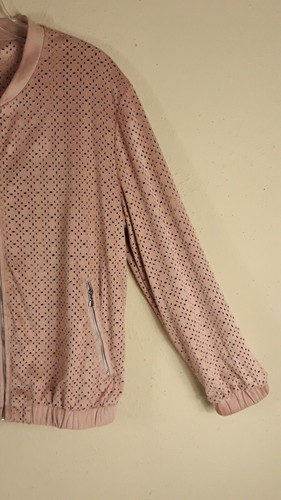 Dolce Cabo Women’s Medium Blush Zip Front & Pockets Faux Suede W/ Cutouts Jacket - Picture 5 of 13