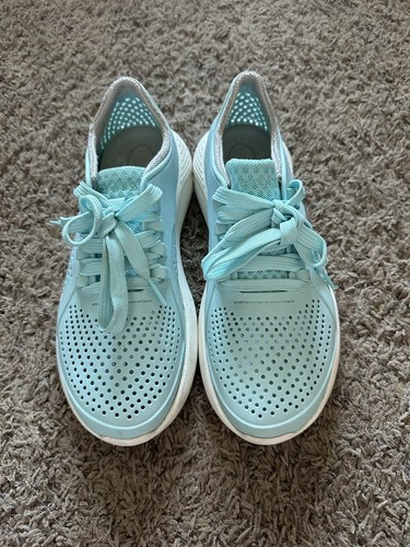 Crocs Women's Size 6 LiteRide Pacer Comfort Sneaker Athletic Shoe Teal Lace Up - 第 4/7 張圖片