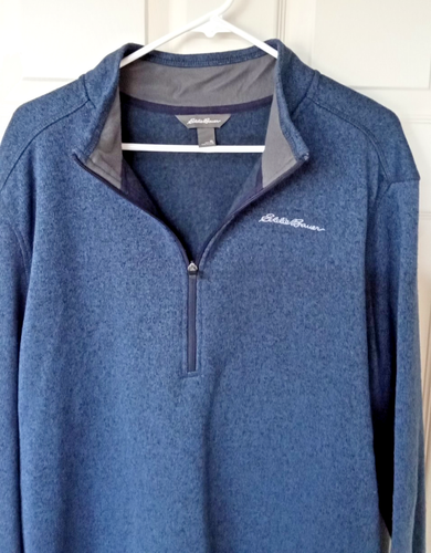 Eddie Bauer 1/4 Zip Mens Size XL Blue Pullover Polyester Fleece Sweater - Picture 4 of 6