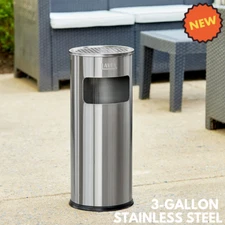 Outdoor Ashtray Floor Standing Smoking Cigar Cigarette Butts Trash Bin Stainless