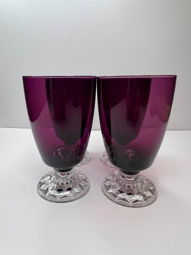 Set Of 4 Vintage Fostoria American Lady Burgundy/Amethyst Water Goblets 4" Tall - Picture 2 of 15