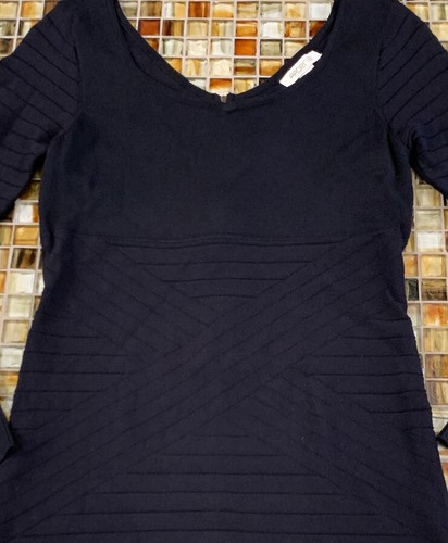 NWOT Arden B Black Fitted Sweater Dress with Stitched Design~Medium - Picture 8 of 12