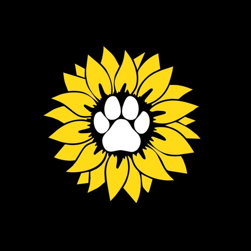 Sunflower Paw Print Vinyl Decal - Multiple Sizes - Picture 2 of 5