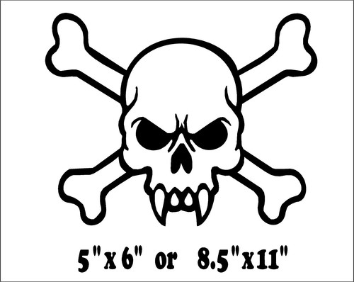 Vampire Fangs Skull Crossbones Decal Car Window Vinyl Sticker Graphic - Picture 2 of 4