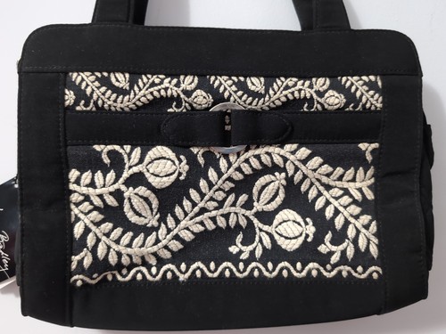 Vera Bradley Carmen Handbag Purse Gala Collection Black Embroidered - Picture 2 of 4