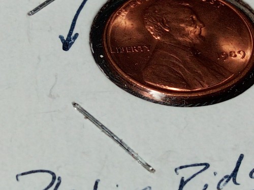Mint Error Coin Lincoln 1c Cent Penny 1989 p OBVERSE AND REVERSE PLATING RIDGE - Picture 20 of 24