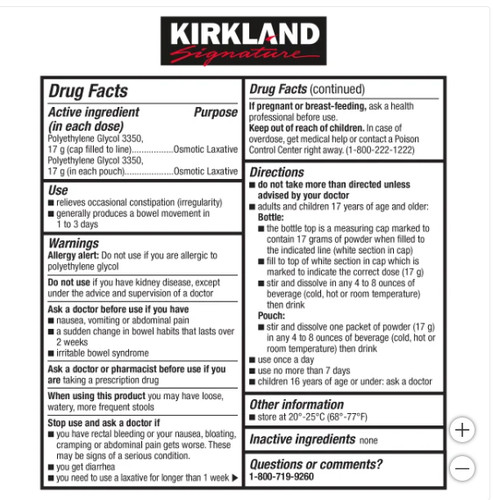 Kirkland Signature LaxaClear - 100 Doses - Compare to MiraLAX - Exp-01/27 - Picture 3 of 4