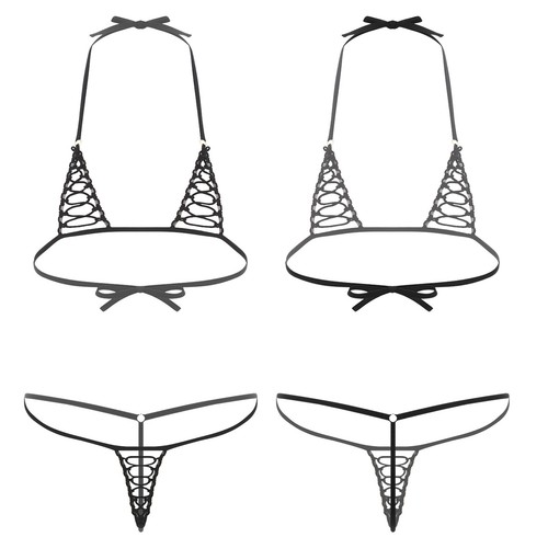 Damen Sexy Durchsichtig BH mit T-Back G-String Dessous Set Nachtwäsche Bikini - Bild 4 von 62