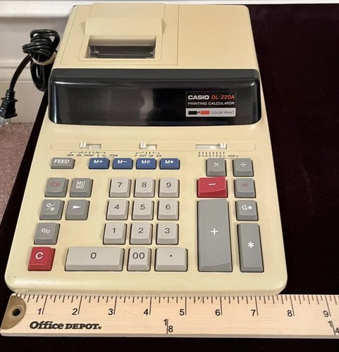Casio DL-220A Calcolatrice Stampa 2 Colori Resistente con Inchiostro Rosso Nero Vintage - Foto 8 di 14