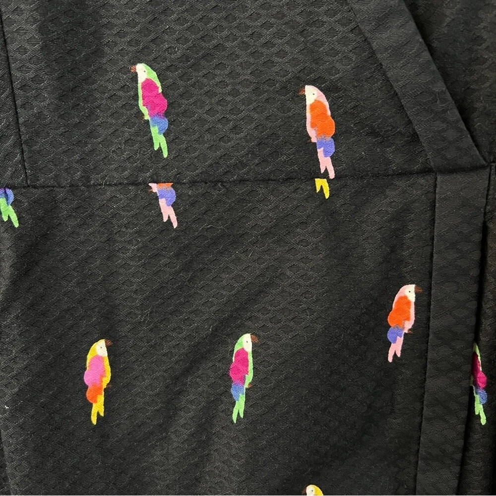 Mini Abito Kate Spade Flock Party Jacquard Nero Rosa Pappagalli Nuovo con etichette Taglia 6