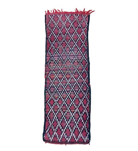 Red 3x8 Geometric Hand-knotted Cotton/wool Hallway 8ft. Runner Rug Moroccan Rug