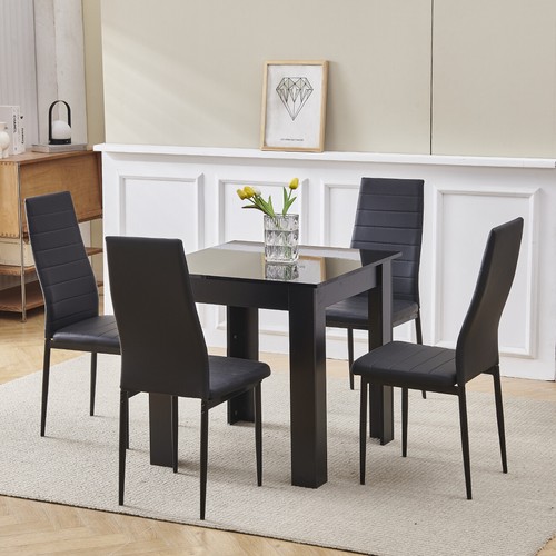 Modern Square Dining Table & Chairs Set for 2/4 Wooden Dining Room Set 3 Colors - Picture 39 of 72