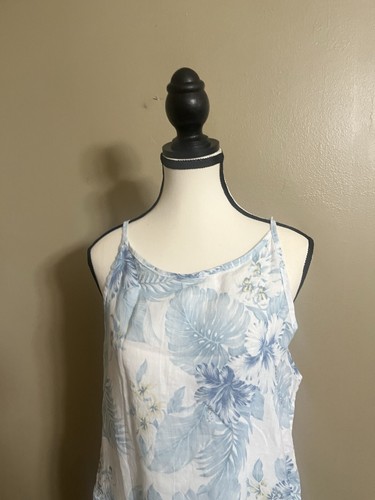 Lungo L’Arno Dress SzL 100% Linen Made in Italy Tropical Flower Side Slit Pocket - Picture 12 of 12