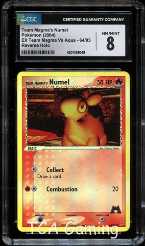 CGC 8 NM-MINT Team Magma's Numel 64/95 REVERSE HOLO Pokemon Card 048