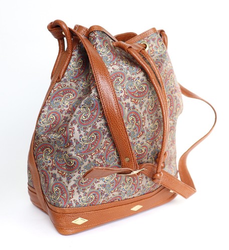 Bolso con cubo con cordón - cuero falso y tela de cachemira - grande - Imagen 4 de 9
