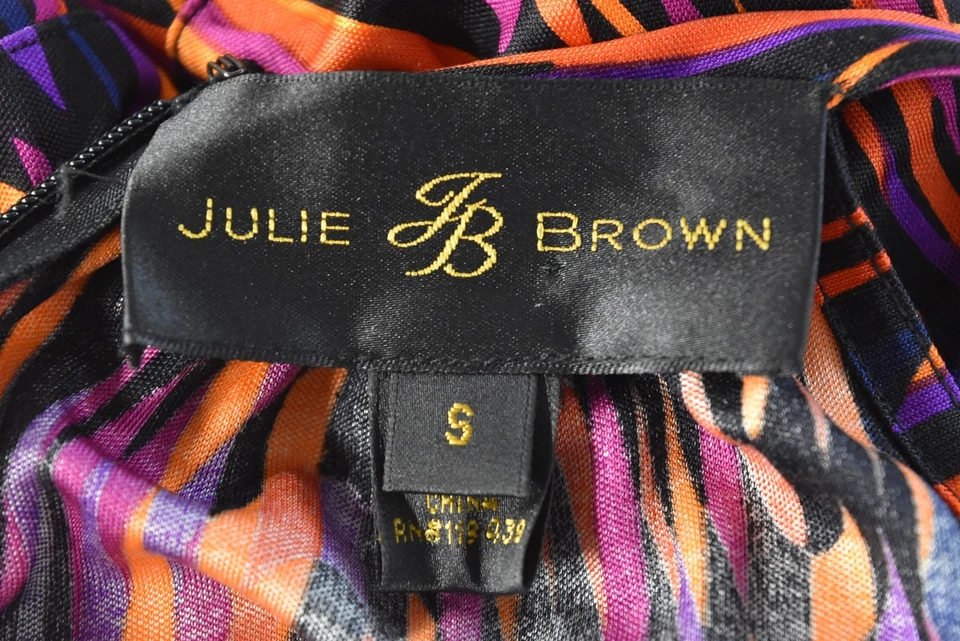 NUEVO Vestido Julie Marrón Para Mujer Talla S Negro Estampado Vaina Hasta la Rodilla Sin Mangas Foto 4 de 4