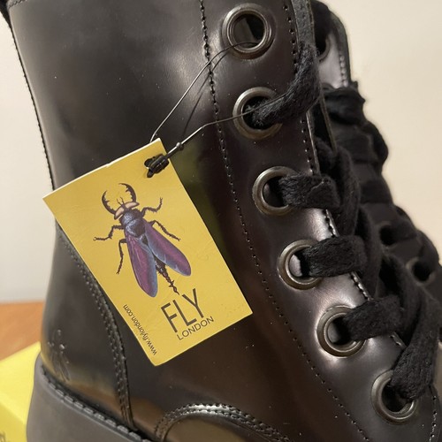 Fly London Women’s Boots EUR 40 UK 7 Leather GLASS BLACK New In Box - Picture 6 of 22