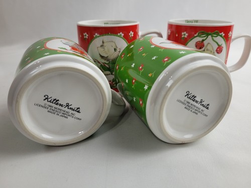 Vtg Kitten-Knits 1985 Morehead Christmas Coffee Mugs With Inside Writing Enesco - Picture 7 of 8