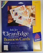 Avery Clean Edge White 120ct. Business Cards 2" x 3.5" Ink Jet Printers 28877
