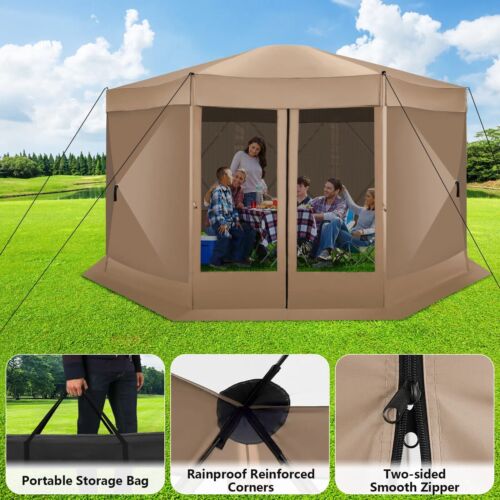 15x15ft Large Pop-Up Gazebo Canopy Tent with Mosquito Netting Screened Shelter# - Picture 28 of 99