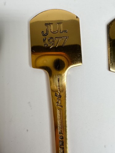 1977 Anton Michelsen Löffel & Gabel Set "Winterrose" Emaille vergoldet Sterling 925 - Bild 5 von 10