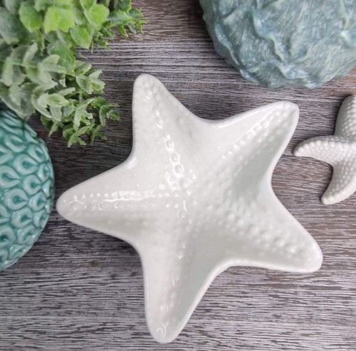 Coastal Ceramic Starfish Glazed Trinket Tray Bowls - Picture 12 of 17