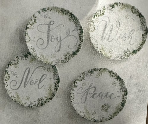 Pier 1 Christmas Appetizer Plates 6” Joy Peace Wish Noel -4 NEW - Picture 3 of 3