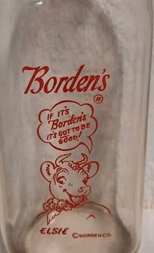 Vtg One Quart Milk Bottle Borden's Elsie Cow "It's Borden's It's Got To Be Good" - Picture 3 of 7
