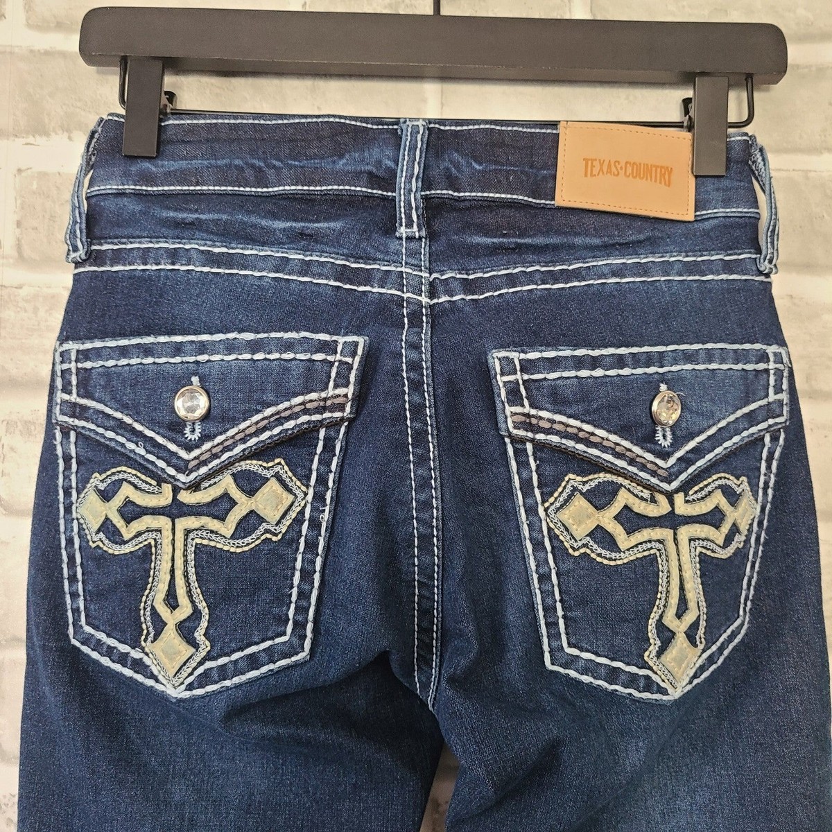 Texas Country Denim Jeans Womens Sz 3 Embroidered Pockets