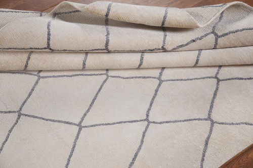 Modern Handmade Luxury Hand-Knotted Moroccan Wool Accent Rugs 5x8 ft - Picture 15 of 18