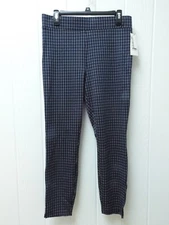 Utopia by Hue Navy Blue White Windowpane Skimmer Leggings Size Small UT19990