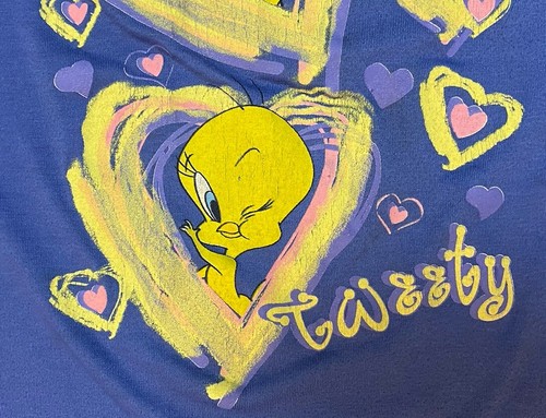 Vintage 1997 Tweety Looney Tunes Night Gown Sleep Shirt Single Stitch Sz L 8-10 - Picture 4 of 11