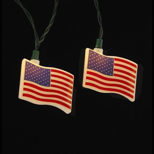Patriotic 4th of July USA Flag Christmas Light Set with 10 Lights - Picture 4 of 4