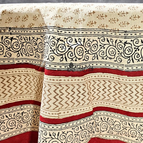 Handmade Hand Block Print Bagru Floral Tablecoth Round 72 Inch 100% Cotton - Picture 7 of 9