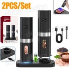 Electric Salt and Pepper Grinder Set with Rechargeable Base Mill-Adjustable