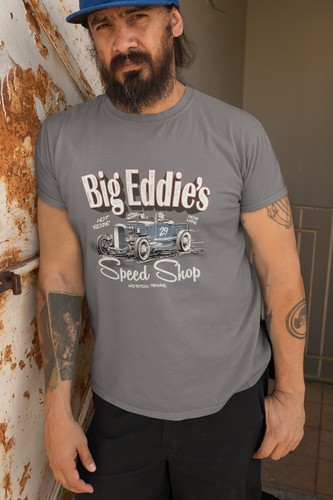 Unisex T-Shirt Big Eddie's Speed Shop Classic Ford Pickup Vintage Hotrod - Bild 2 von 3