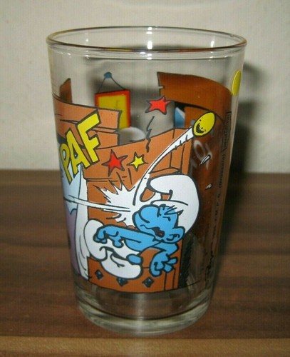 Schlümpfe Smurf Schtroumpfs Puffi Benedictin Belgium Cartoon Glas 1994 Rare - Picture 5 of 7