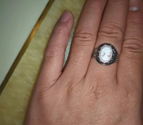 Hermoso anillo camafeo rosa pálido retrato blanco estilo vintage para mujer - talla 8 ❤️ - Imagen 6 de 8