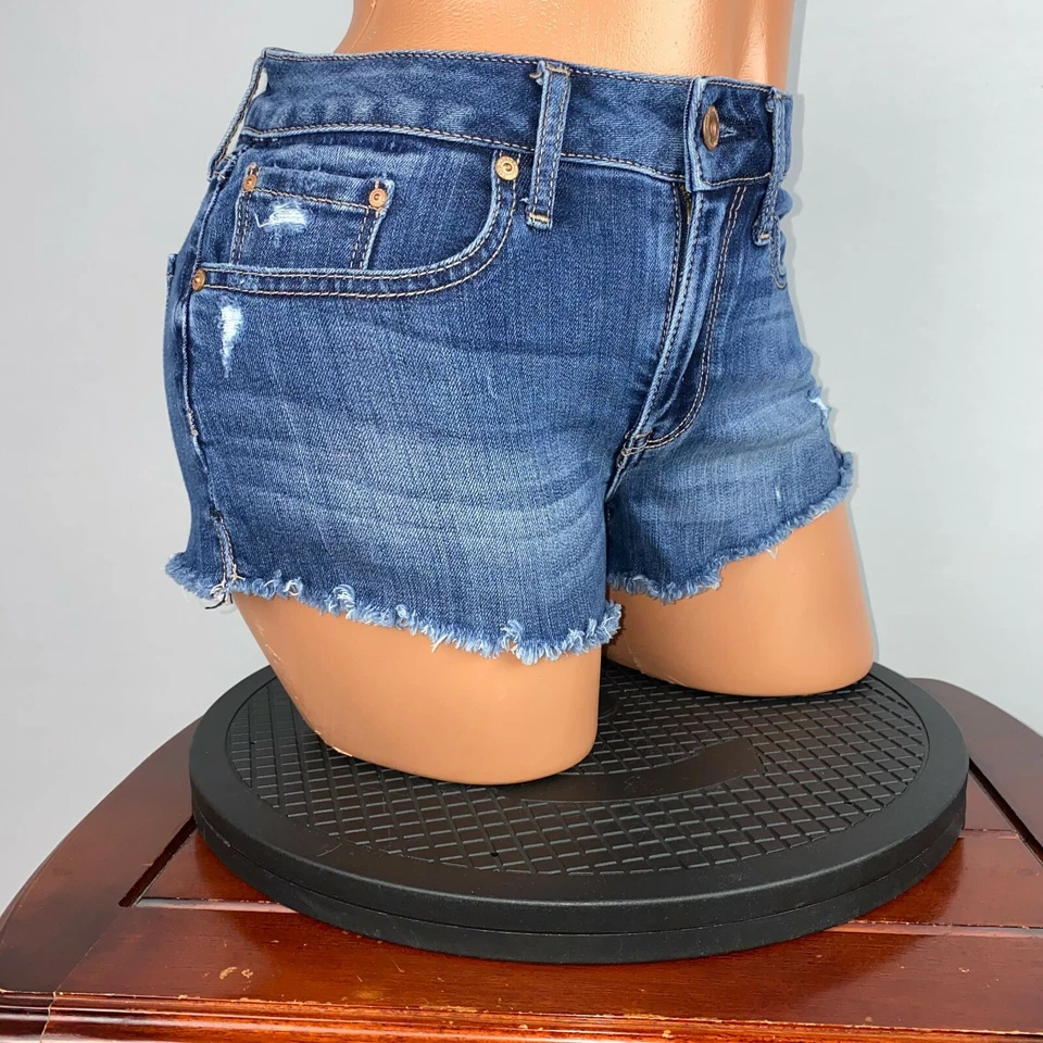 American Rag Cie Cutoff Jean Shorts Juniors 1 Distressed Side Slits Beach NM - Image 2 of 4