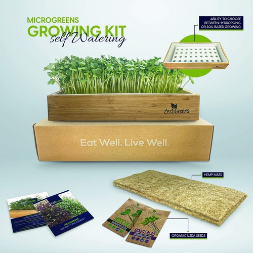 SPROUTING KIT MICROGREENS GROWING KIT Self Watering Salad & Broccoli ZESTIGREENS - Picture 2 of 7