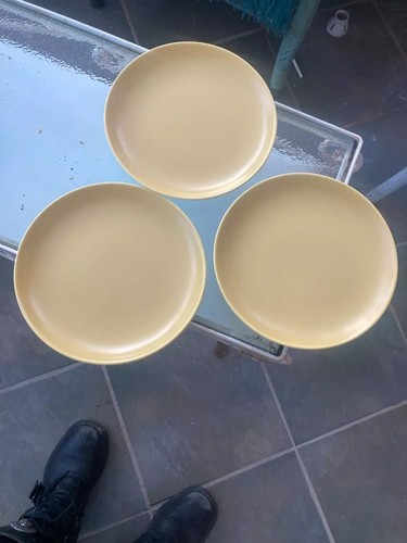Vintage Poole Pottery Yellow 7in Starter Salad Small Dinner Plate x 3