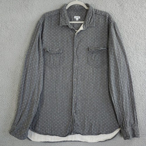 Steven Alan Shirt Mens XXL Gray Geo Long Sleeve Button Up Lined Pocket Casual