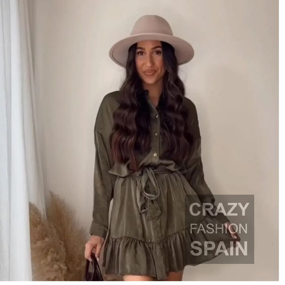 ZARA WOMAN NWT FW22 LIGHT KHAKI SATIN EFFECT SHIRT DRESS ALL SIZES ...