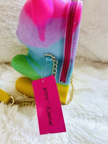 Betsey Johnson Kitsch Bear Necessity Crossbody Bag Rainbow Multi Silicone NWT - Picture 8 of 14