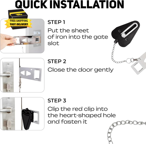 Portable Travel Door Lock – Extra Security for Home, Hotel & Airbnb, Heavy-Duty - Picture 3 of 7
