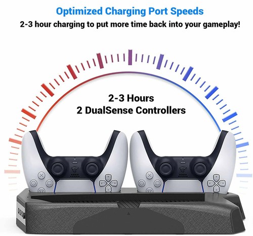 Playstation 5 Vertical Stand with Charging, Silent Cooling Fan PS5 Digital/Disc - Picture 4 of 8