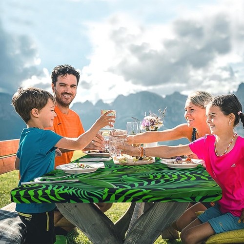 Compact 3PC Tropical Palm Table and Bench Cover Set - Perfect for Camping - Picture 9 of 9