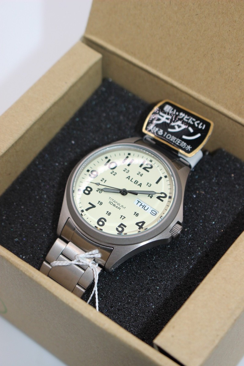 SEIKO AQPJ401 Watch ALBA Quartz Titanium Sporty Waterproof