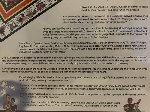 "Life's in Session" Are you in ... or out? A 12 Step Family Board Game NEW - Picture 3 of 8